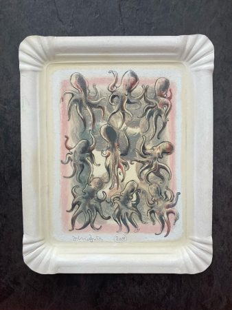 Jörg Mazur - Kalender 2025 Oktober - Krakenballett in Ölfarbe auf Imbissschale